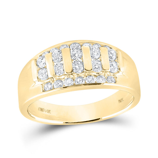 10K Yellow Gold Mens Round Diamond Wedding Band Ring 1 Cttw, Mens Size: 7-13
