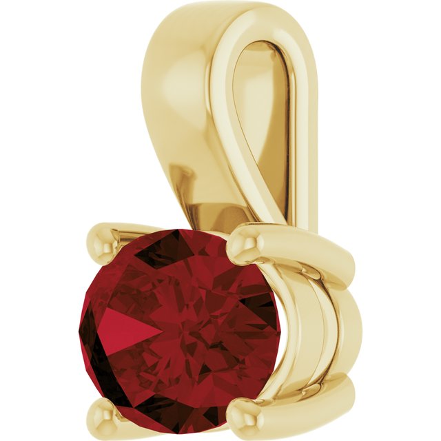 14K Yellow Gold Oval 8 X 6 Mm Polished Natural Mozambique Garnet Pendant