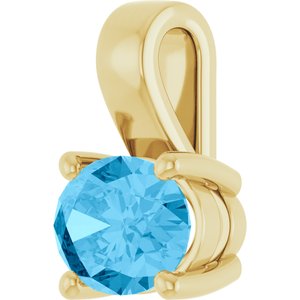 14K Yellow Gold Oval 8 X 6 Mm Natural Swiss Blue Topaz Pendant