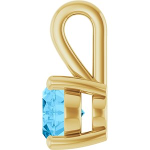 14K Yellow Gold Oval 8 X 6 Mm Natural Swiss Blue Topaz Pendant