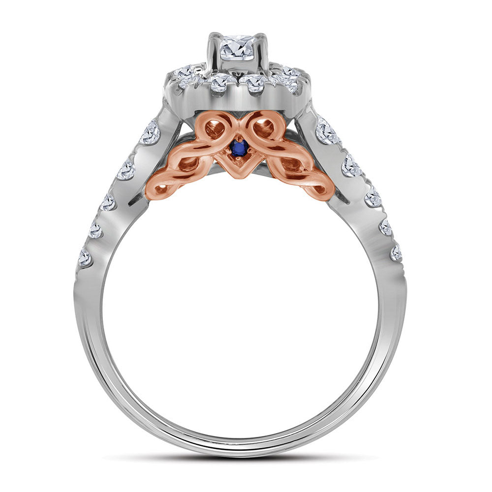 14K Two-tone Gold Round Diamond Bridal Wedding Ring Band Set 1 Cttw, Womens Size: 5-10