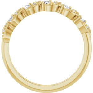 14K Yellow Gold Round 2 Mm Polished 1/5 Ctw Natural Diamond Five-Stone Anniversary Band Size 7