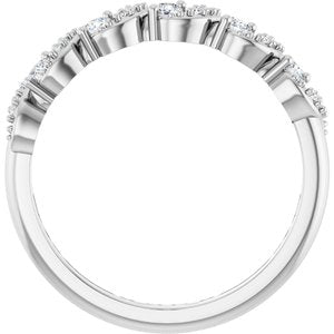 14K White Gold Round 2 Mm Polished 1/5 Ctw Natural Diamond Five-Stone Anniversary Band Size 7