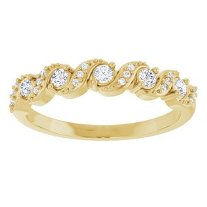 14K Yellow Gold Round 2 Mm Polished 1/5 Ctw Natural Diamond Five-Stone Anniversary Band Size 7