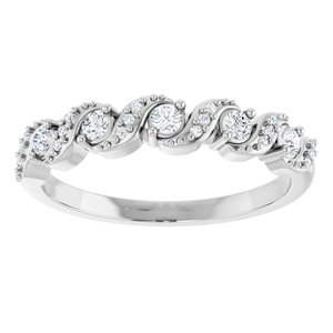 14K White Gold Round 2 Mm Polished 1/5 Ctw Natural Diamond Five-Stone Anniversary Band Size 7