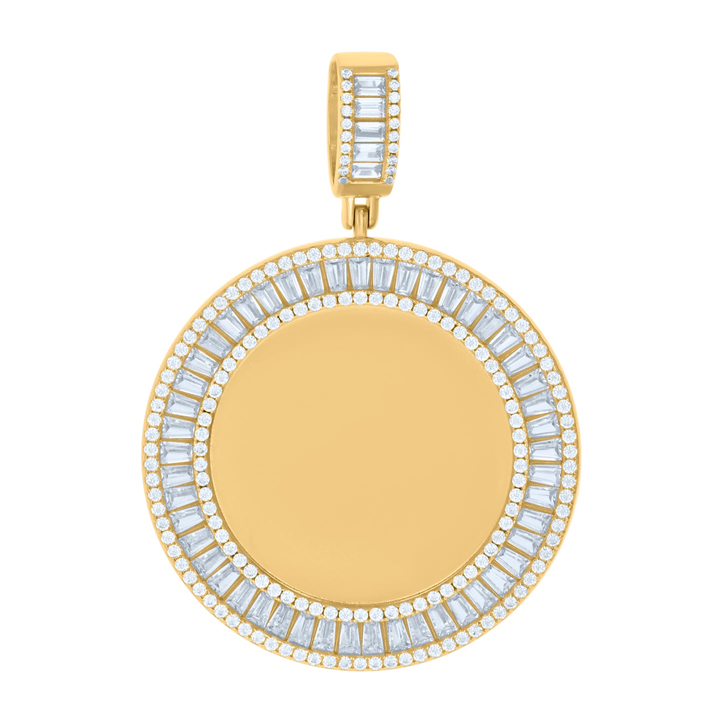 Sterling Silver Or Yellow-Tone Unisex Cubic-Zirconia Picture Frame Pendant