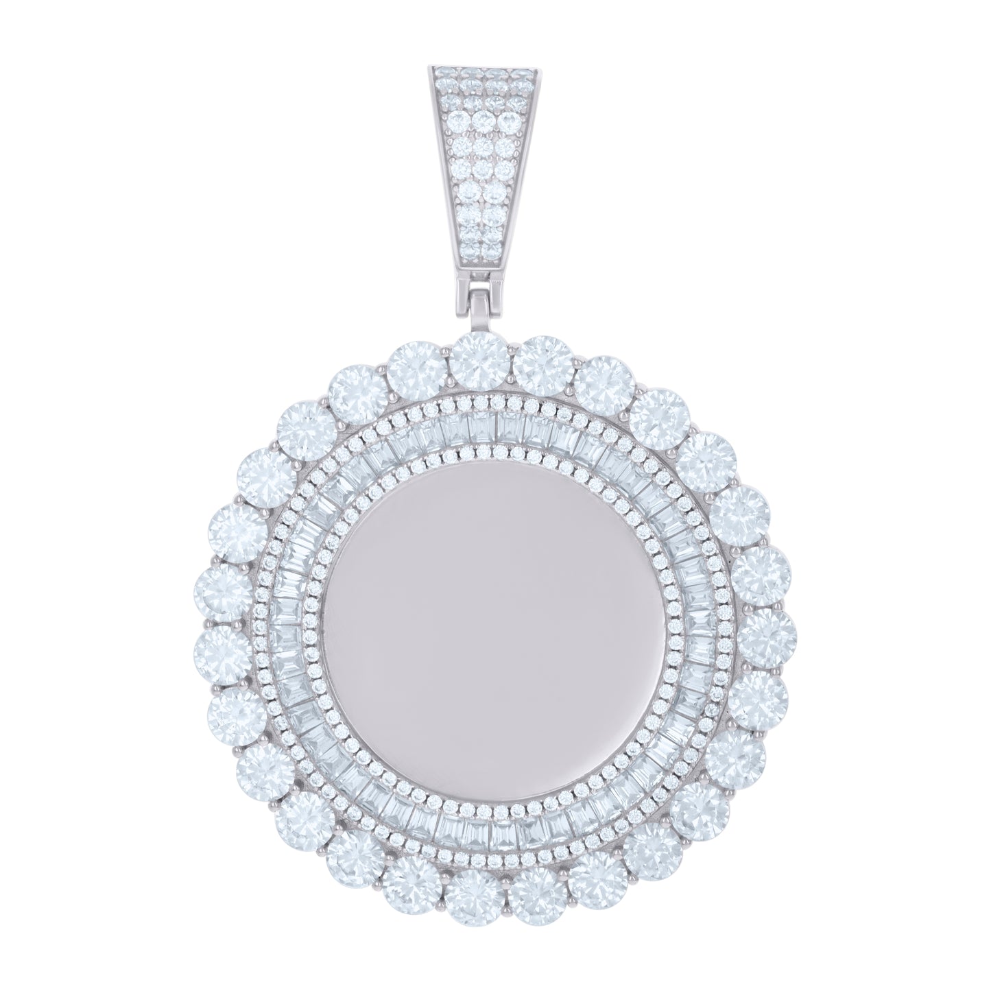 Sterling Silver Or Yellow-Tone Unisex Cubic-Zirconia Picture Frame Pendant