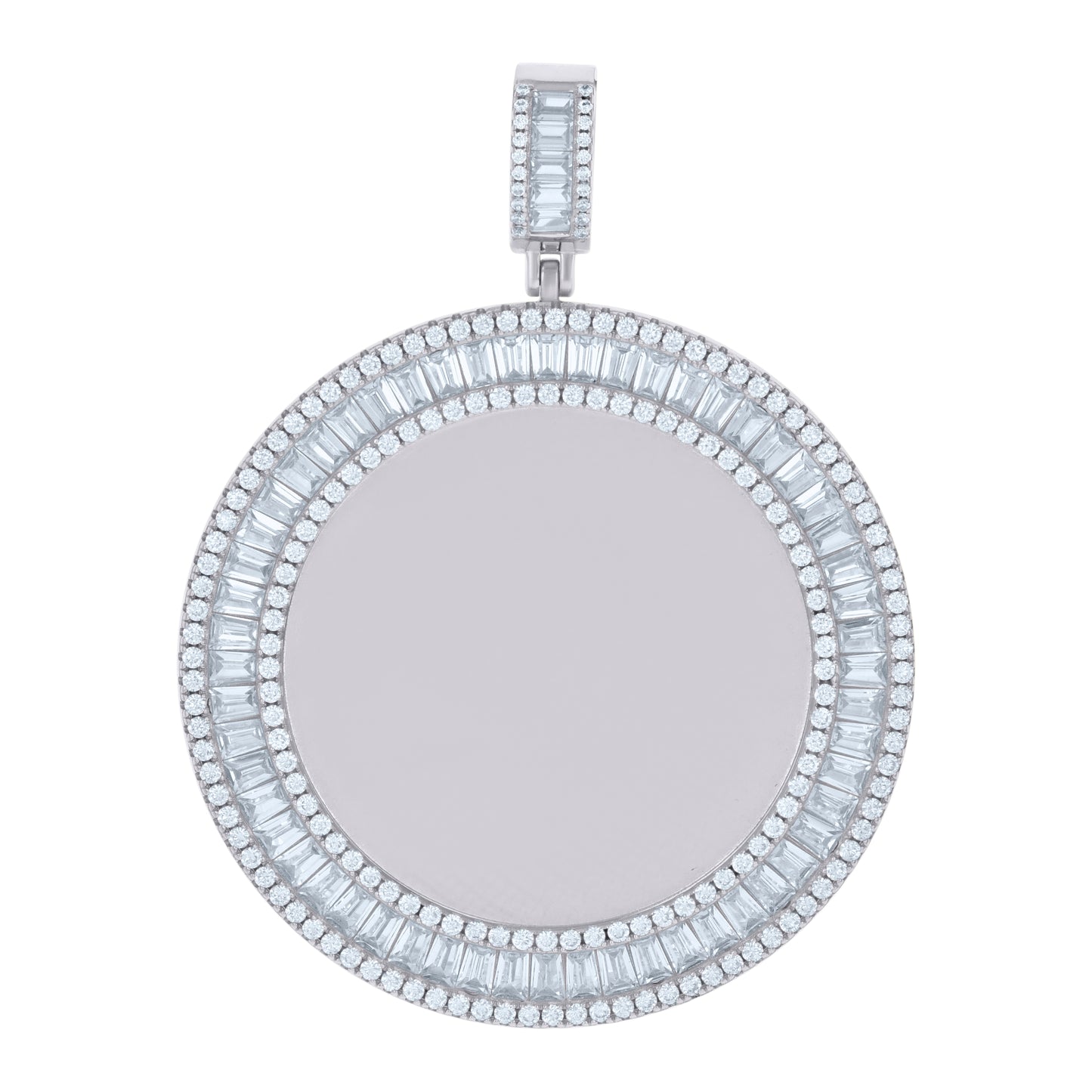 Sterling Silver Or Yellow-Tone Unisex Cubic-Zirconia Picture Frame Pendant