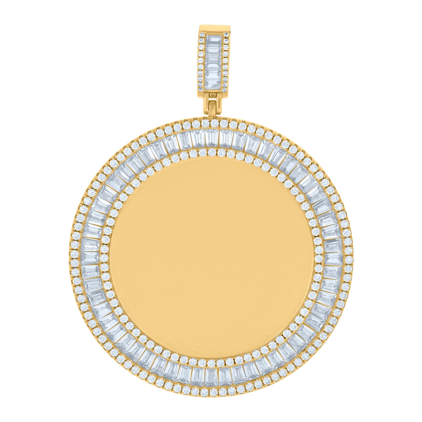 Sterling Silver Or Yellow-Tone Unisex Cubic-Zirconia Picture Frame Pendant