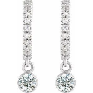 14K White Gold Pair Round Shape 3Mm I1, Gh 1/4 Ctw Natural Diamond French-Set Hoop Earrings, Length: 16.1 Mm, Thickness: 3.5 Mm