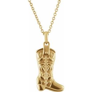 14K Yellow Gold 22.45 X 10.14 Mm 16-18 In Polished Western Boot Necklace