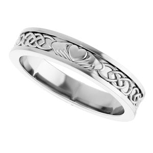 10k Yellow Or White Or Rose Gold Claddagh Flat Band