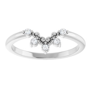 14K White Gold Natural Diamond Round 1.5 Mm Polished .07 Ctw Natural Diamond Accented Contour Band Size 7