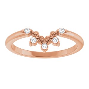 14K Rose Gold Natural Diamond Round 1.5 Mm Polished .07 Ctw Natural Diamond Accented Contour Band Size 7