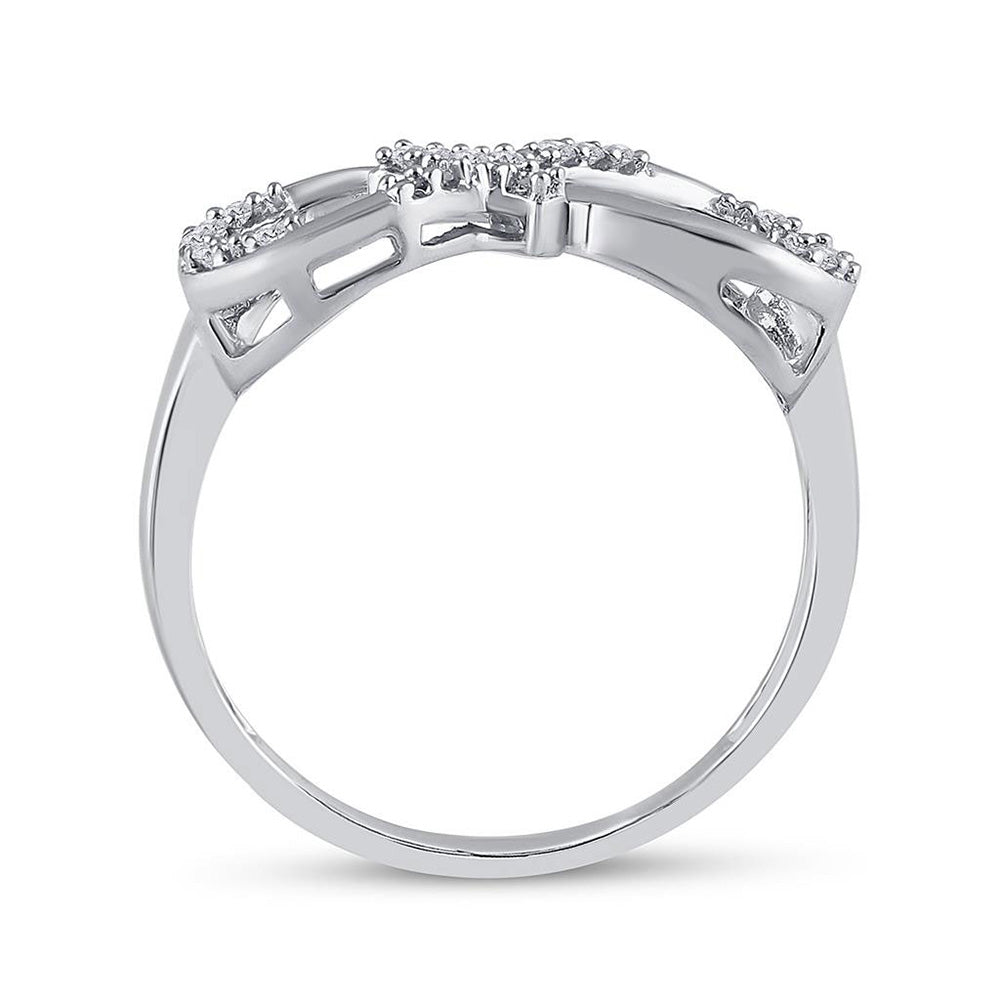 10K White Gold Womens Round Diamond Cross Infinity Ring 1/10 Cttw, Womens Size: 5-10