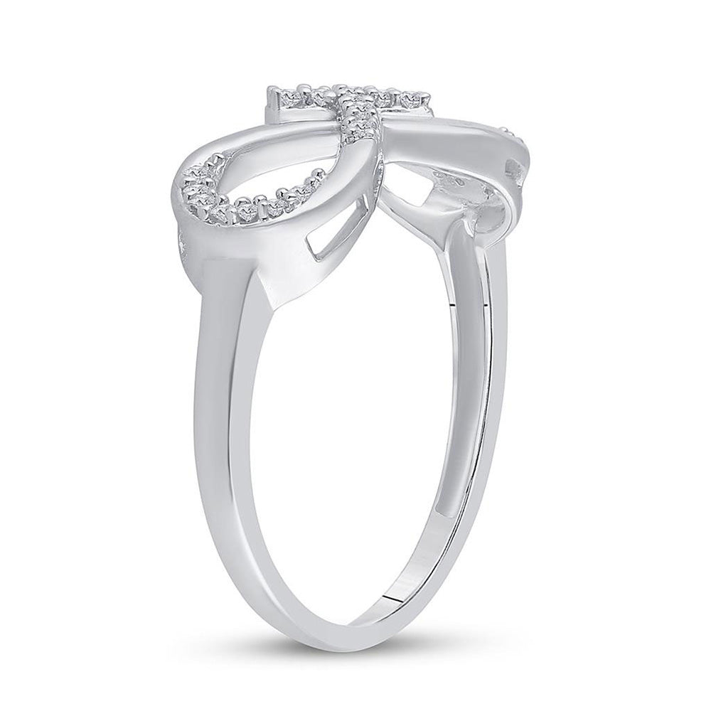 10K White Gold Womens Round Diamond Cross Infinity Ring 1/10 Cttw, Womens Size: 5-10