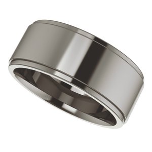 Titanium Stepped-Edge Comfort-Fit Flat Band