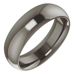 Cobalt Or Titanium Or Zirconium 6 Mm Half Round Comfort-fit Band