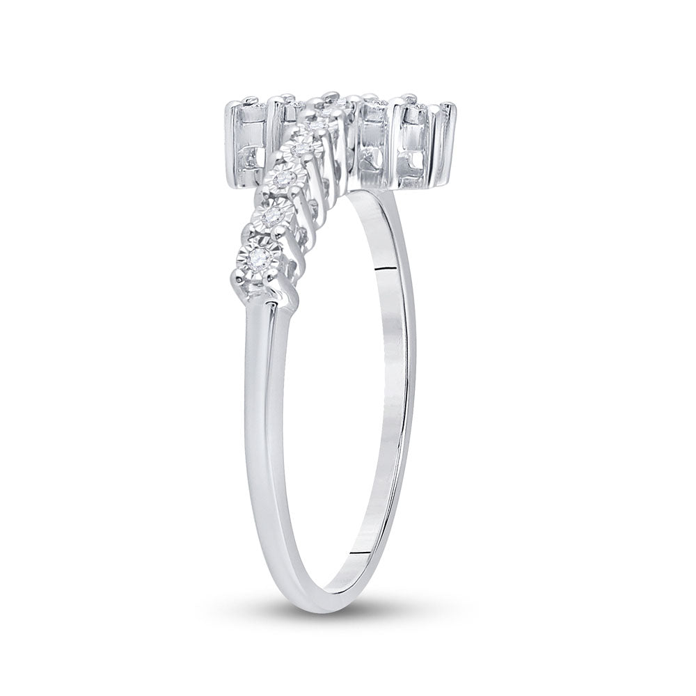 Sterling Silver Womens Round Diamond Cross Ring 1/20 Cttw, Womens Size: 5-10