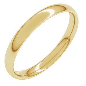 10K Yellow Or White Gold 3 mm Comfort-Fit Lightweight European-Style Band