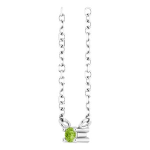 14K White Gold 1-Stone Natural Peridot Round 2 Mm 16 In Polished Natural Peridot Family Bar Necklace