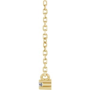 14K Yellow Gold 5-Stone Round 2 Mm 16 In Polished Natural White Sapphire Family Bar Necklace