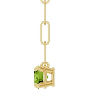 14K Yellow Gold Round 5 Mm Natural Peridot Claw-Prong Necklace, Length: 18 In