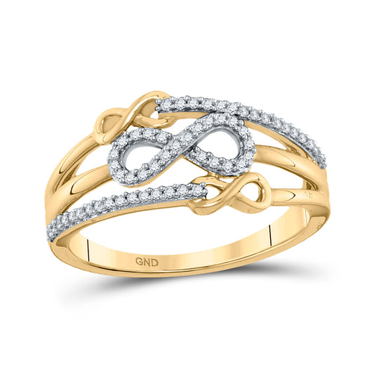 10K Yellow Gold Womens Round Diamond Infinity Ring 1/6 Cttw, Womens Size: 5-10