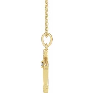 14K Yellow Gold Round 1.5Mm G-H I1 .015 Ct Natural Diamond Solitaire Cross Necklace, Length: 18 In