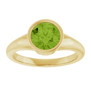 14K Yellow Gold Round 7 Mm Polished Natural Peridot Ring Size 7