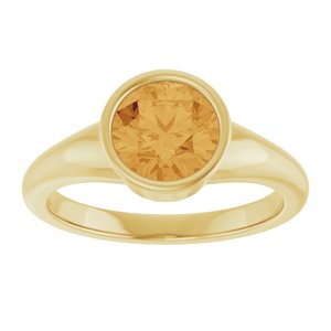 14K Yellow Gold Round 7 Mm Polished Natural Citrine Solitaire Ring Size 7