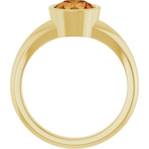14K Yellow Gold Round 7 Mm Polished Natural Citrine Solitaire Ring Size 7