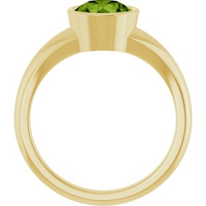 14K Yellow Gold Round 7 Mm Polished Natural Peridot Ring Size 7