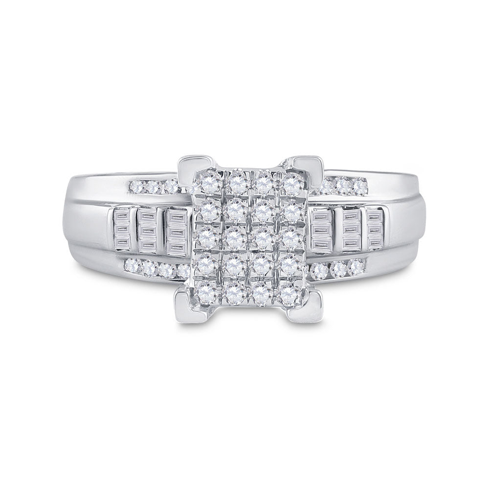 10K Yellow Or White Gold Round Diamond Cluster Bridal Wedding Engagement Ring 1/2 Cttw, Womens Size: 5-10
