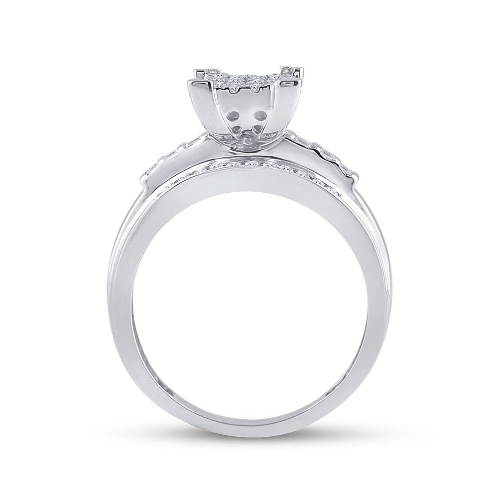 10K Yellow Or White Gold Round Diamond Cluster Bridal Wedding Engagement Ring 1/2 Cttw, Womens Size: 5-10