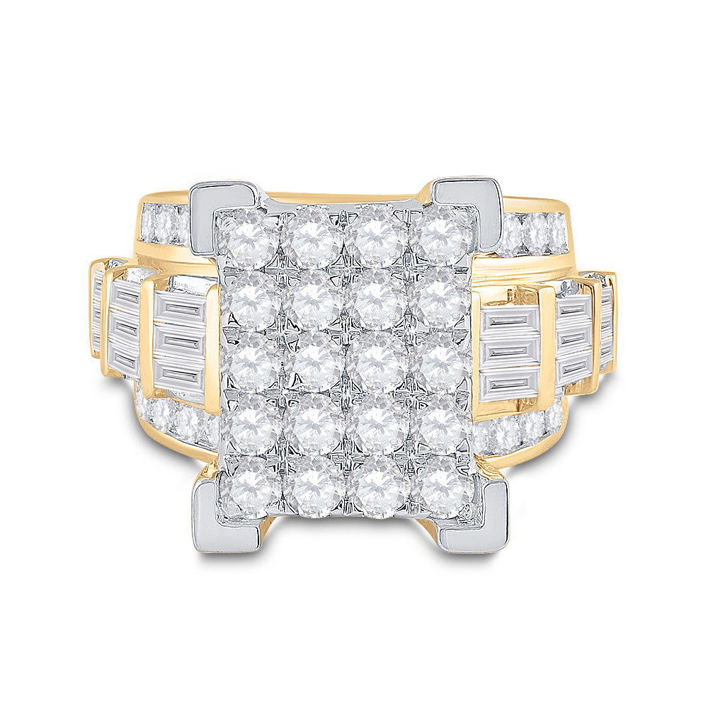 14K Yellow Gold Round Diamond Cluster Bridal Wedding Engagement Ring 4 Cttw, Womens Size: 5-10
