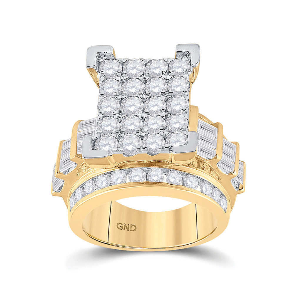 14K Yellow Gold Round Diamond Cluster Bridal Wedding Engagement Ring 4 Cttw, Womens Size: 5-10