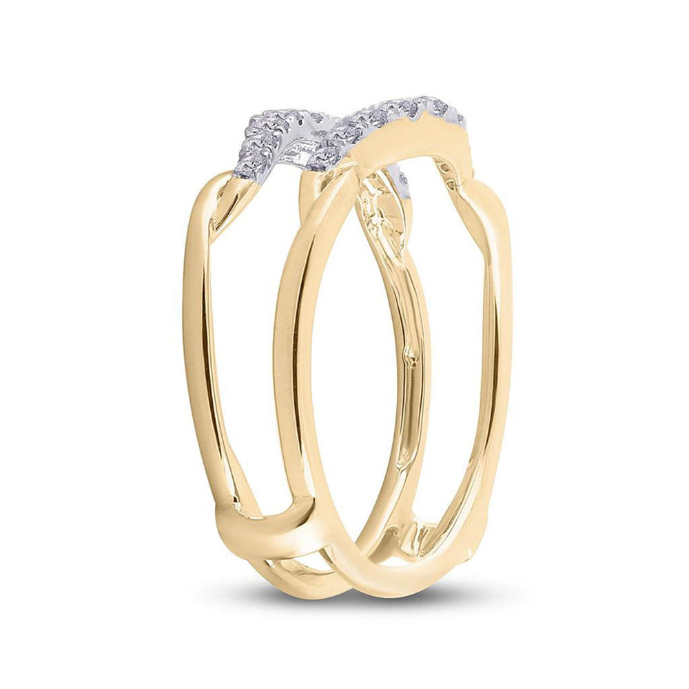 14K Yellow Or White Gold Womens Round Diamond Wrap Ring Guard Enhancer 1/3 Cttw, Womens Size: 5-10