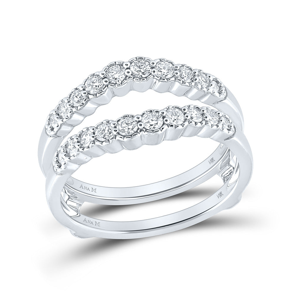 14K White Gold Womens Round Diamond Wrap Ring Guard Enhancer 1/2 Cttw, Womens Size: 5-10