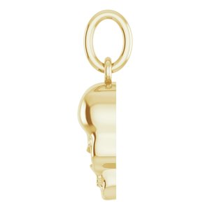 14K Yellow Gold 12.75 X 5.7 Mm Polished Skull Pendant