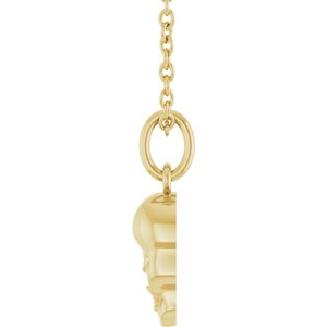 14K Yellow Gold 12.75 X 5.7 Mm 16-18 In Polished Skull Necklace