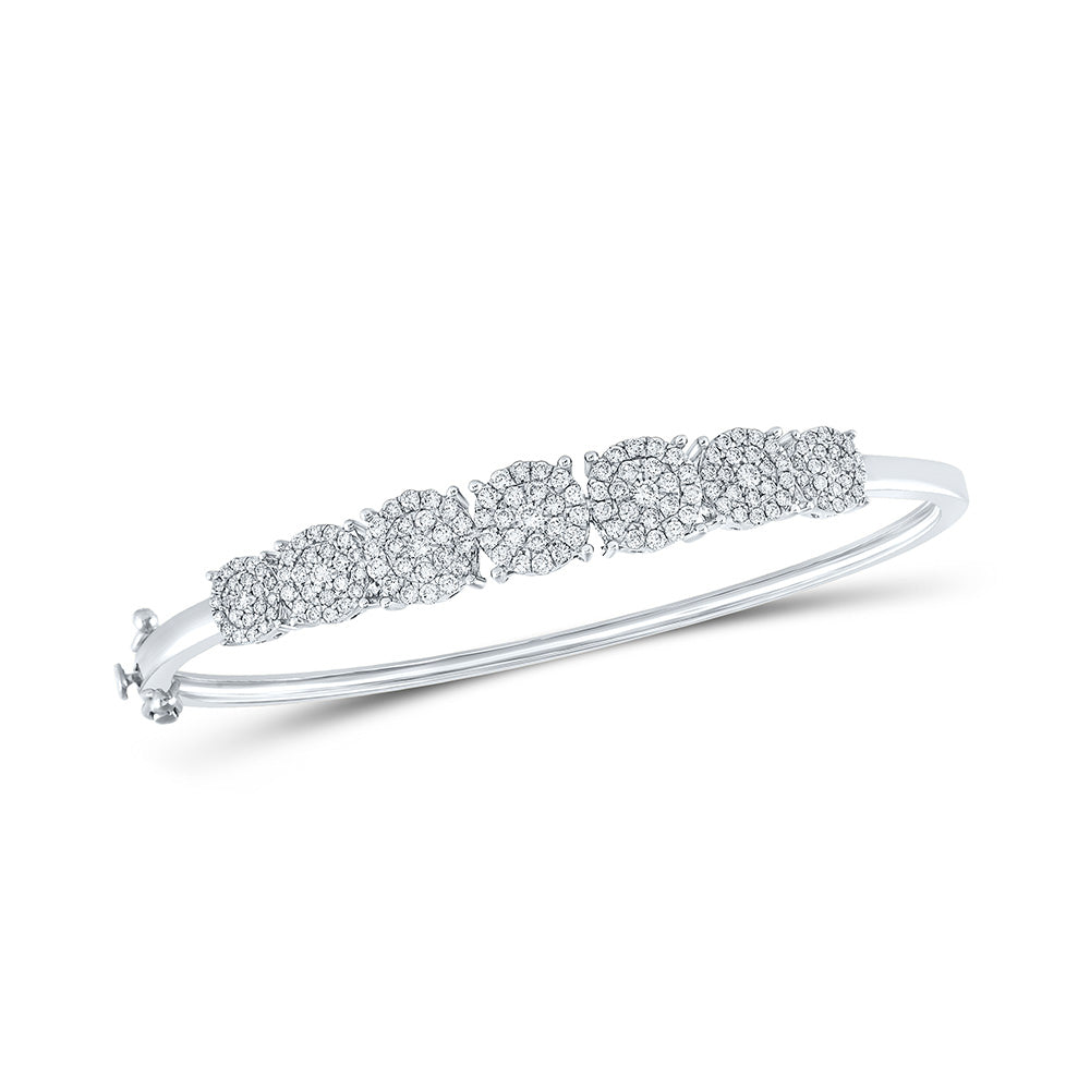 10K Yellow Or White Gold Womens Round Diamond Bangle Bracelet 1-1/3 Cttw