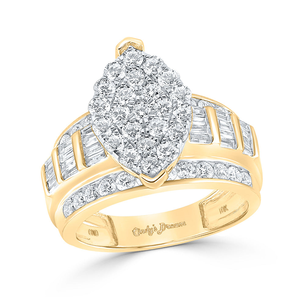 10K White Or Yellow Gold Diamond Oval Cluster Bridal Wedding Engagement Ring , Womens Size: 5-10
