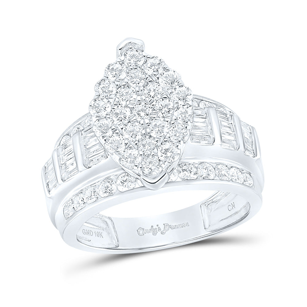 10K White Or Yellow Gold Diamond Oval Cluster Bridal Wedding Engagement Ring , Womens Size: 5-10