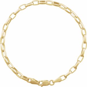 18K Yellow Gold-Plated Sterling Silver Lobster Clasp Puffed Oval Cable Chain, Length: 7 In, Width: 3.9 Mm