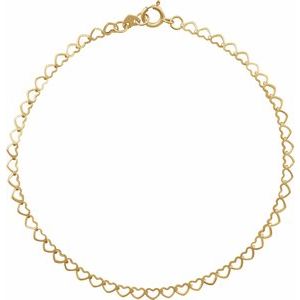 14K Yellow Gold Heart Chain, Length: 7 In, Width: 2.5 Mm