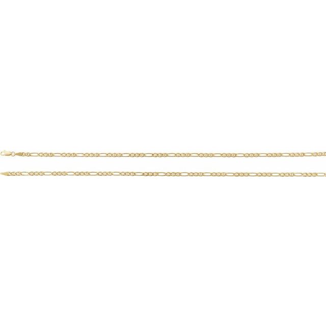 14K Yellow Gold Anchor 3.95 Mm Lobster Clasp Polished Hollow Anchor Chain