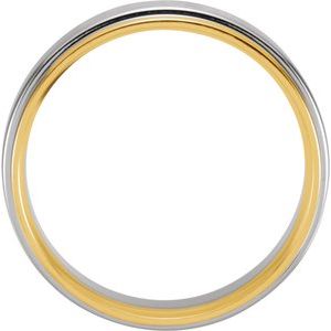 14K Yellow Or White Or Rose Gold Inlay Flat Comfort-Fit Band