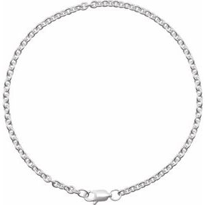 Sterling Silver Lobster Clasp Cable Chain, Length: 7 In, Width: 2.4 Mm
