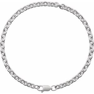Sterling Silver Lobster Clasp Cable Chain, Length: 7 In, Width: 4 Mm